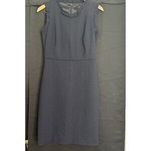 J. Crew Navy Wool Blend Dress Ruffle Trim Sz 4